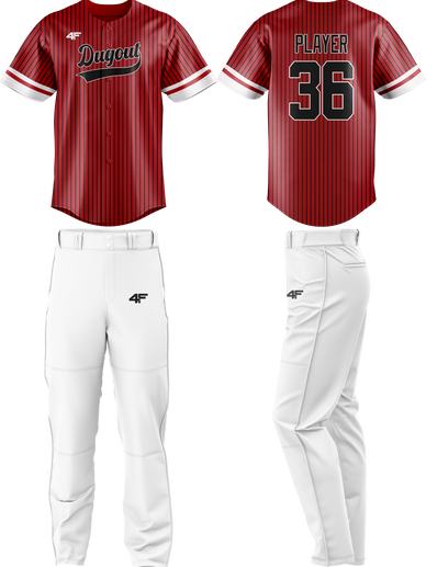 Custom 'Dugout' Baseball Jersey & Pants – Dark Red with Black Pinstripes | 4Front Athletics