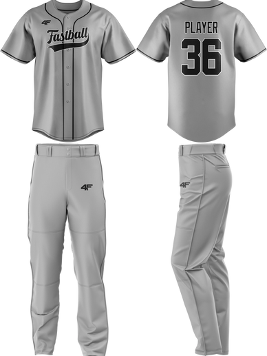 Custom 'Fastball' Baseball Jersey & Pants – Gray with Black Accents | 4Front Athletics