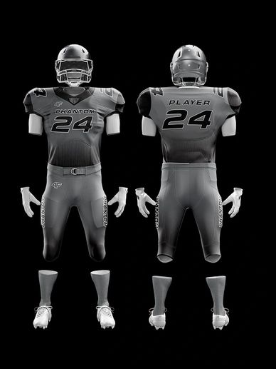 Custom 'Phantom' Football Uniform – Dark Gray Jersey with Black and White Accents | 4Front Athletics