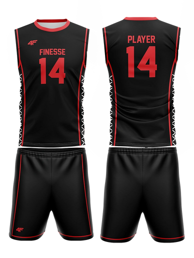Finesse Men's Volleyball Jersey – Black and Red Clean Look for Club Teams | 4Front Athletics