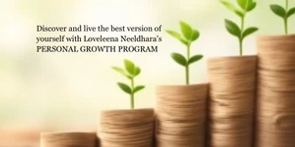 Stacked coins with growing plants symbolize personal growth and success.