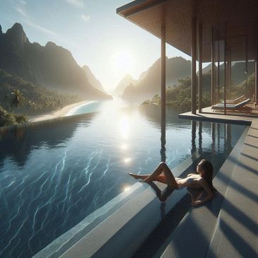 Infinity Pool with Woman