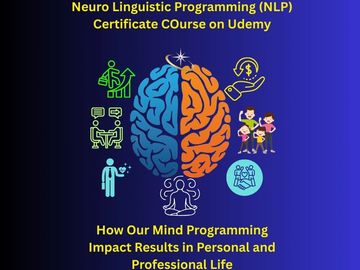 Neuro Linguistic Programming Course promotion with brain and icons.