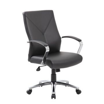 Height adjustable leather conference room chair