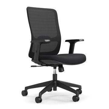 Height adjustable office chair with mesh back and fabric seat