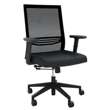 Height adjustable office chair with mesh back and fabric seat