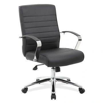 Height adjustable leather conference room chair