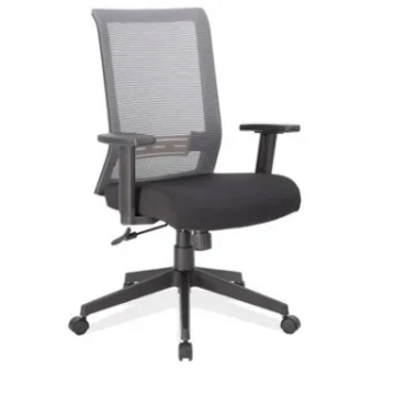 Height adjustable office chair with mesh back and fabric seat