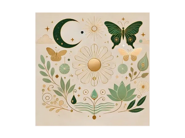 Astroloji ve tarotun sembollerle birleştiği, içsel farkındalık ve dönüşümü anlatan Fortunara illüstr