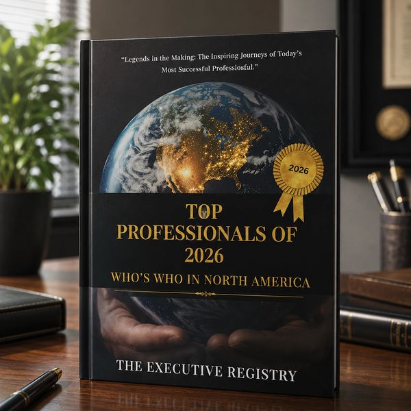 Book cover titled 'Top Professionals of 2026' featuring Earth and gold text.