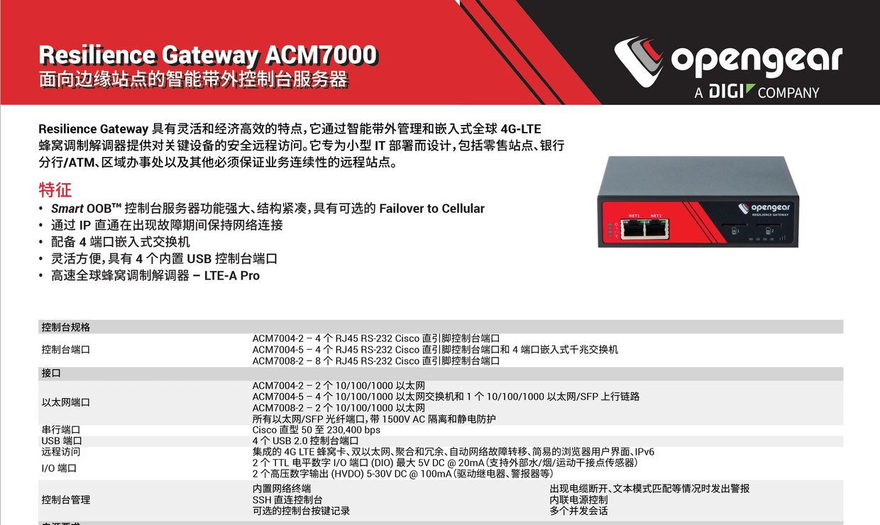 Opengear ACM7004、Opengear ACM7008、Opengear OM1204、Opengear OM1208、Opengear OM2216-L、Opengear OM2232、