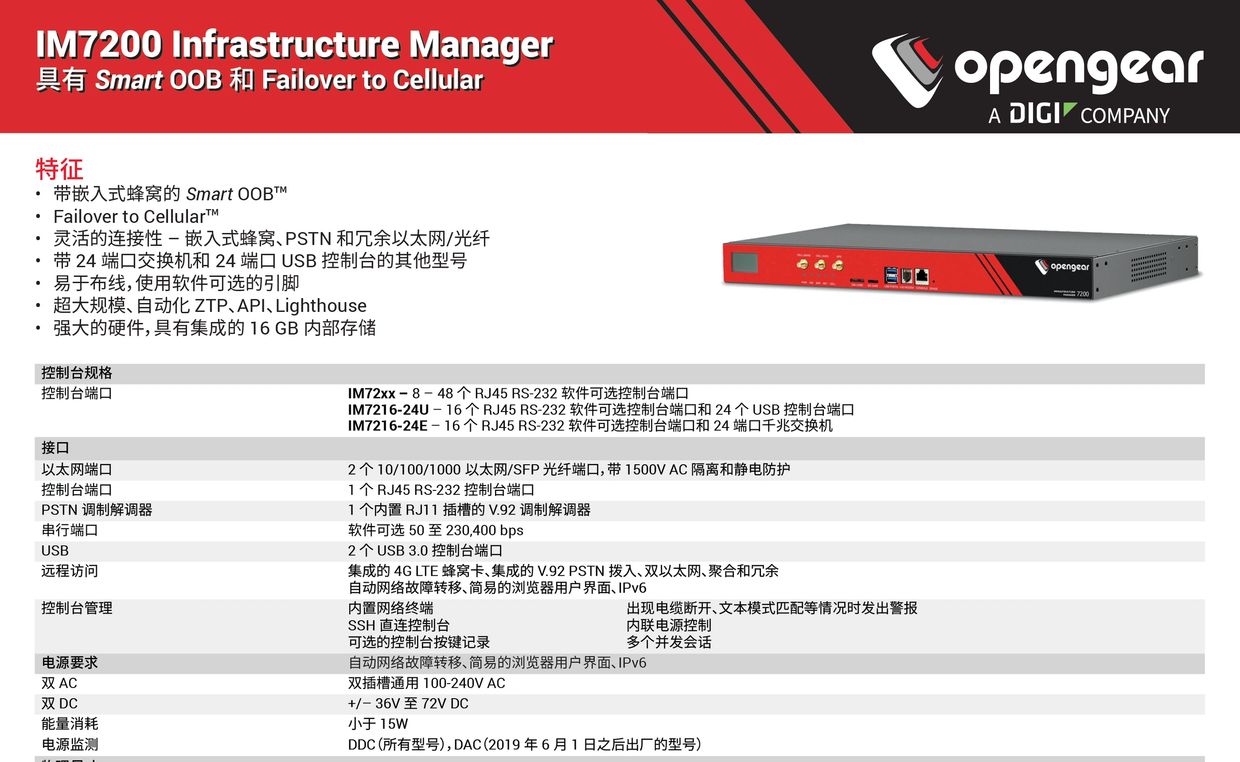 Opengear IM7248-2-DAC-CN、Opengear IM7216-2-DAC-CN、Opengear IM7232-2-DAC-CN、Opengear IM7208-2-DAC-CN