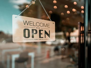 Small business "open" sign. 