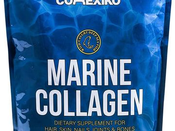 Package of marine collagen dietary supplement.