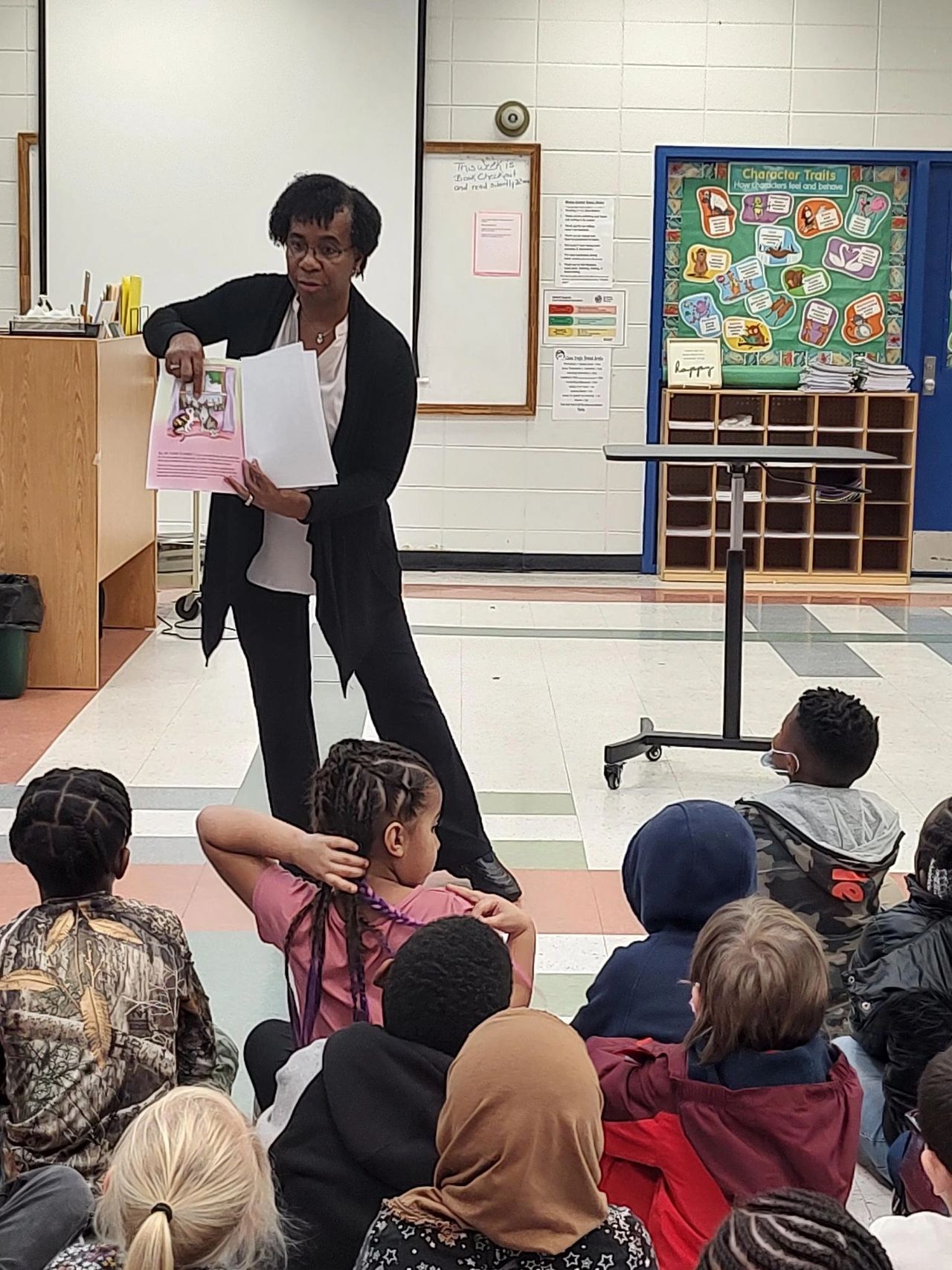 Reading The Backyard to the first graders