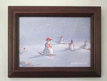 New!  Snowpeople on Skis! SOLD  5x7