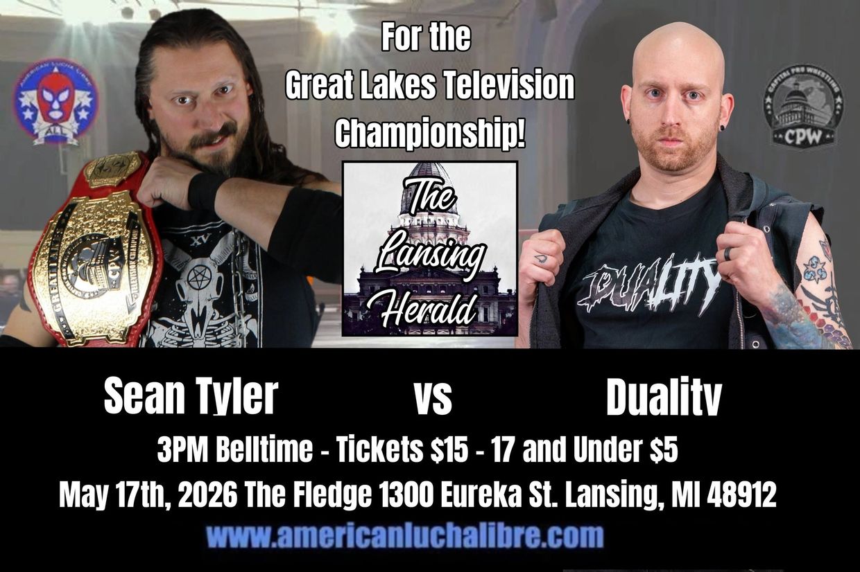 Wrestling match poster: Sean Tyler vs Duality for Great Lakes Television Championship.