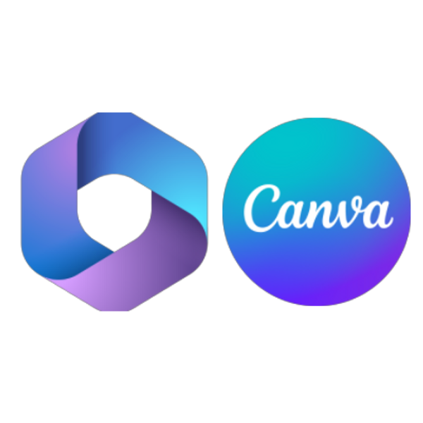 Microsoft 465 logo and Canva logo