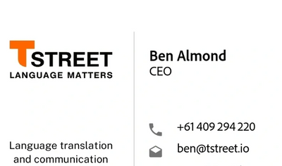 Business card with contact details