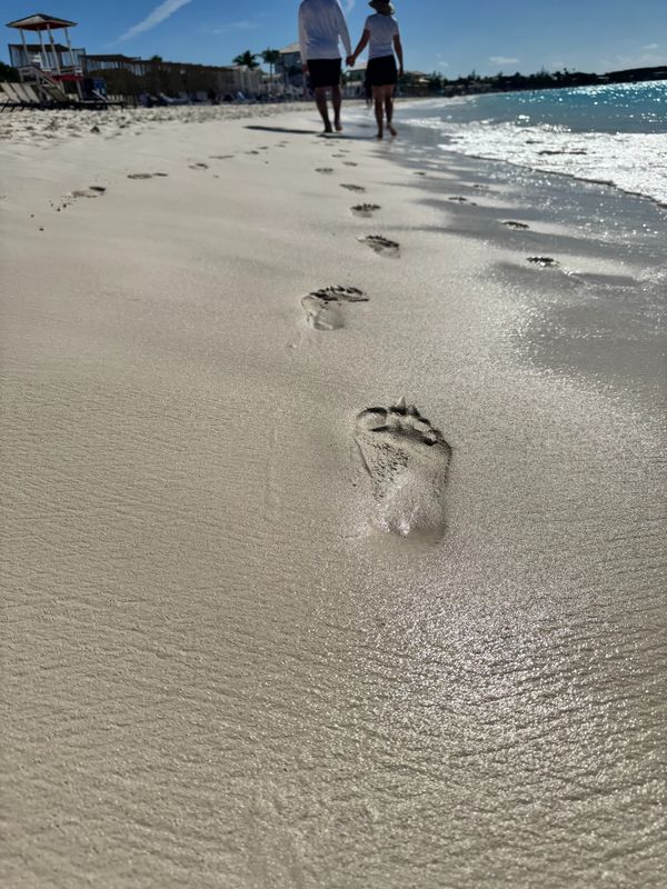 barefoot on beach