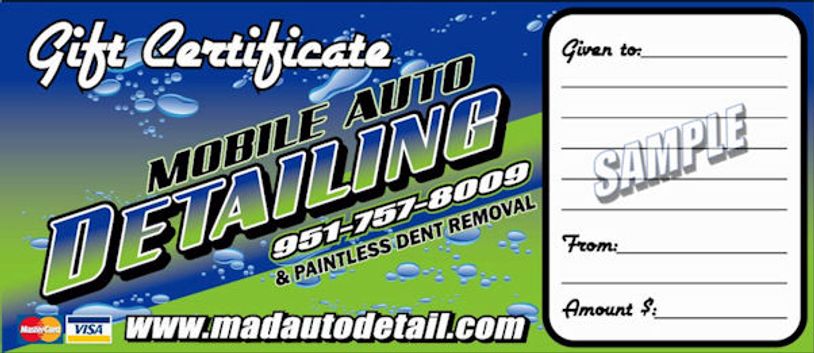 Mobile Auto Detailing Gift Certificate