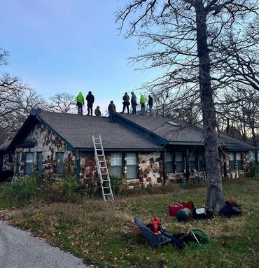 Roof replacement in progress on a residential home in Crowley, Tx. after a hail storm