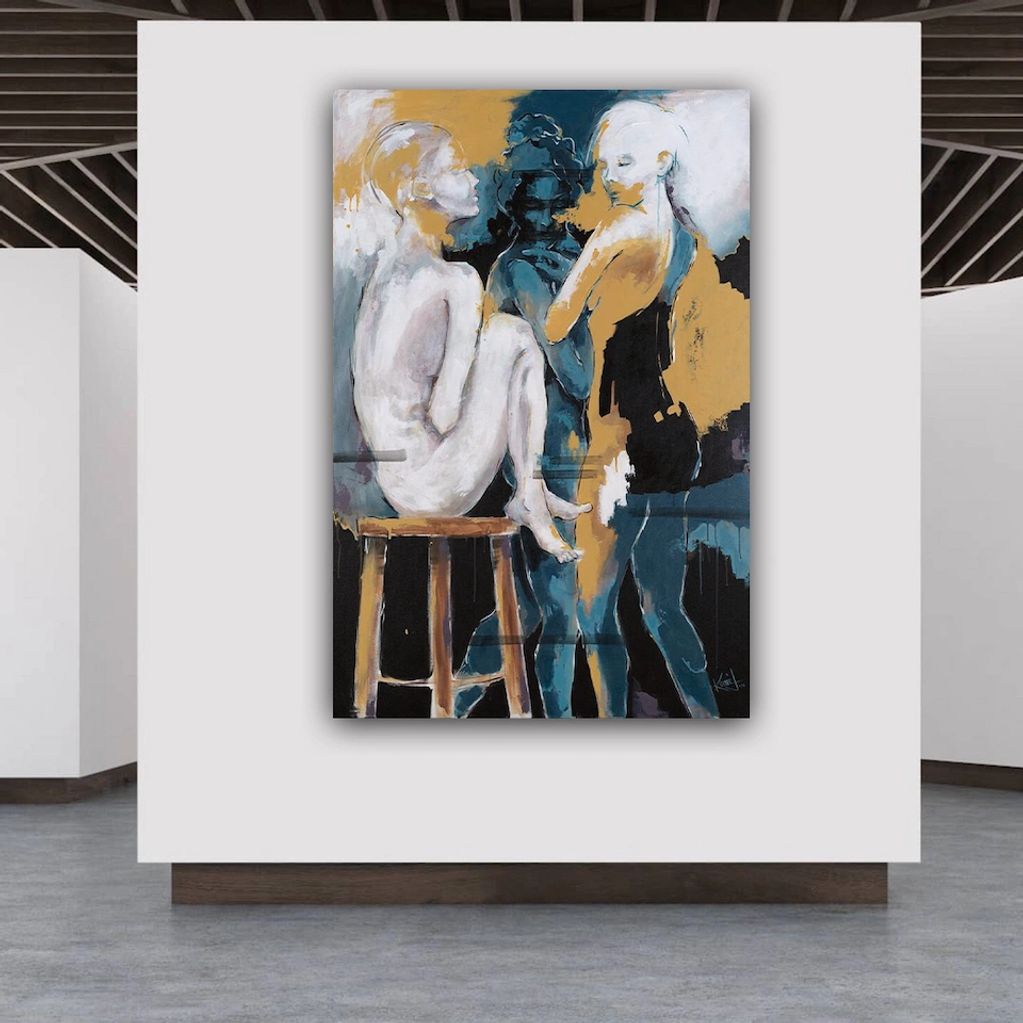 Painting of dancers sharing secrets backstage. Featured in the Acrylic Artist Magazine.
Sold.