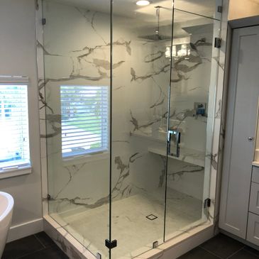 90° Frameless glass Shower Door corner unit