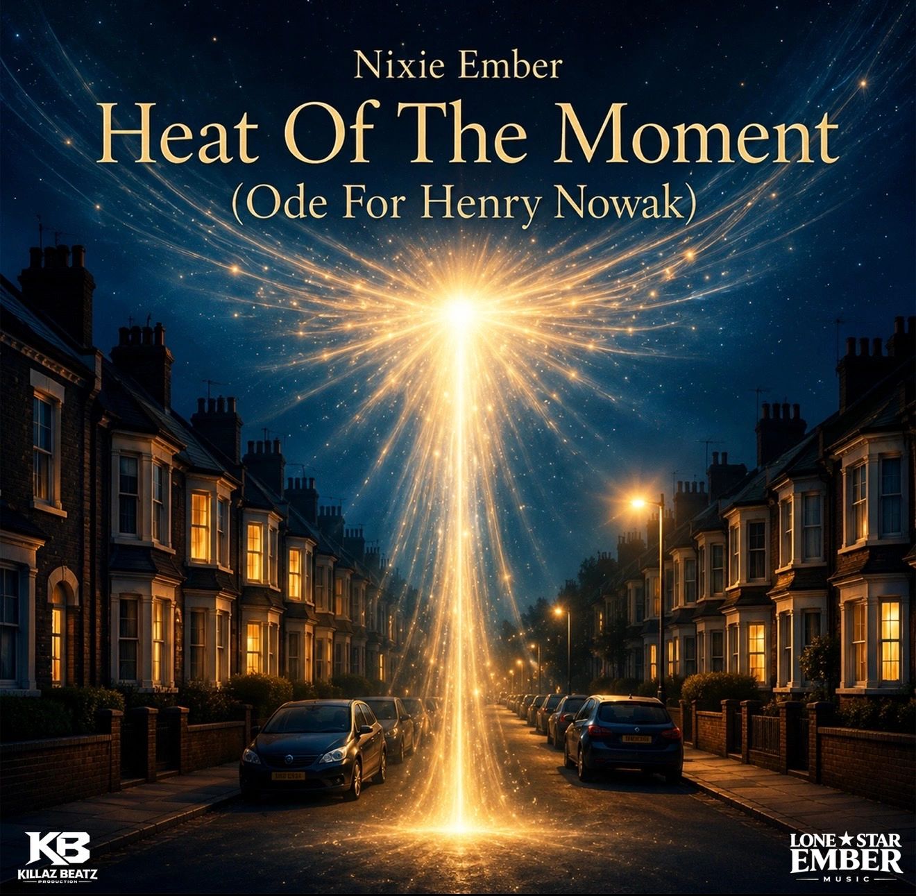 Album cover with glowing golden light on a nighttime street.