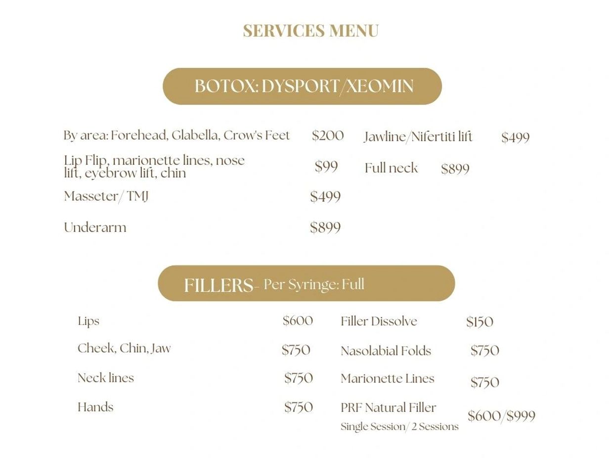 beauty services with prices