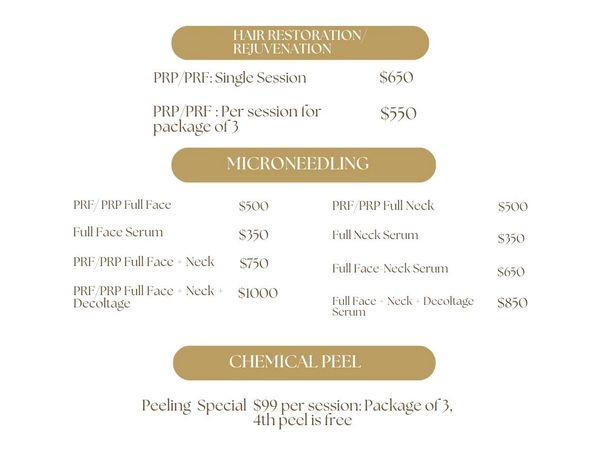 beauty service with type and price