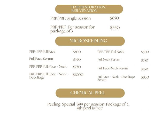 beauty service with type and price