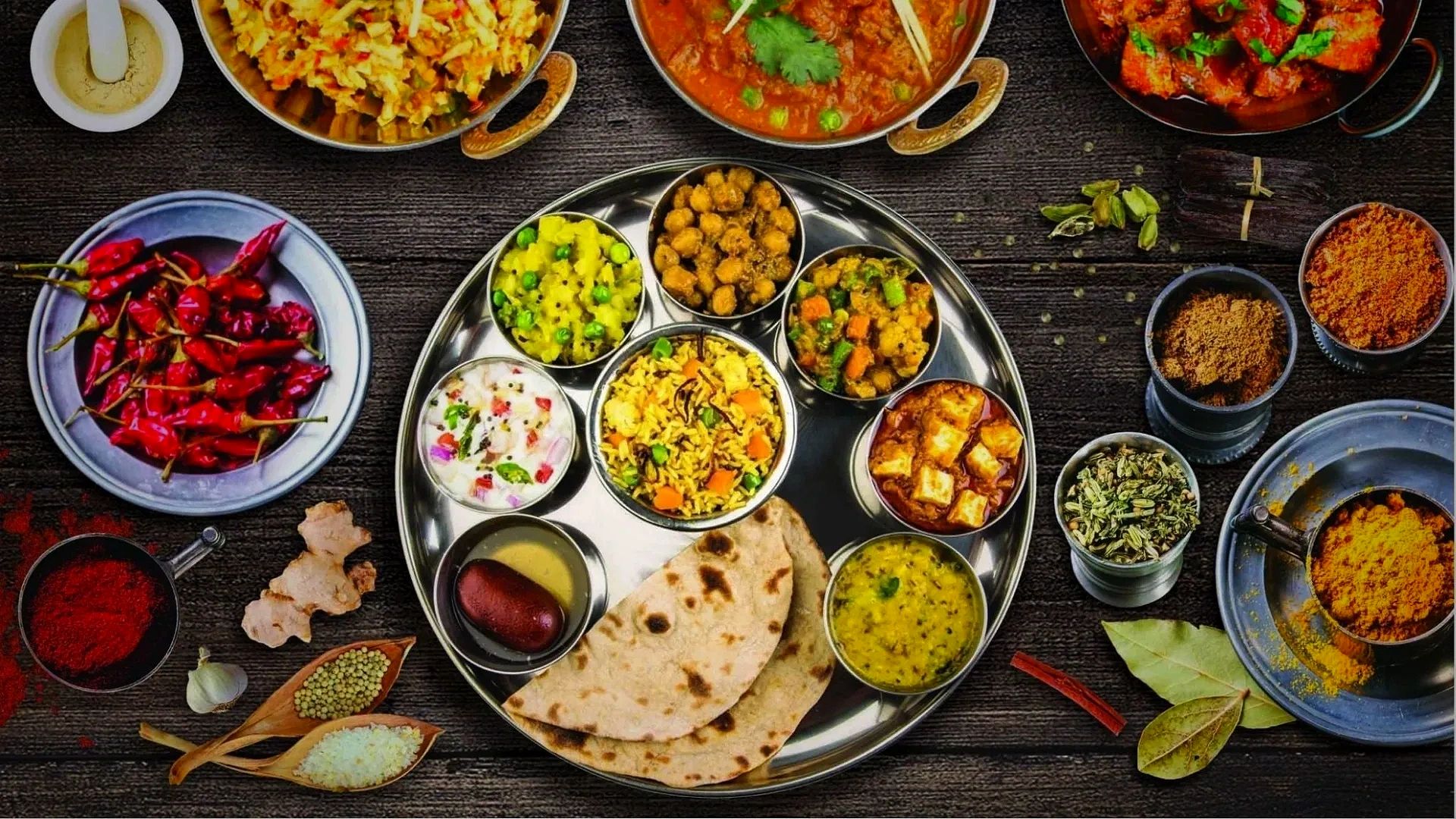 Authentic Indian Food at it's best in traditional thali.