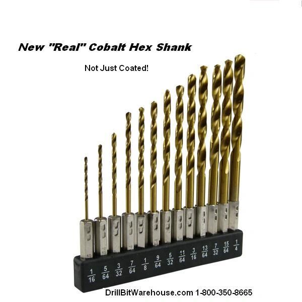 13PC HEX SHANK COBALT Drill Set