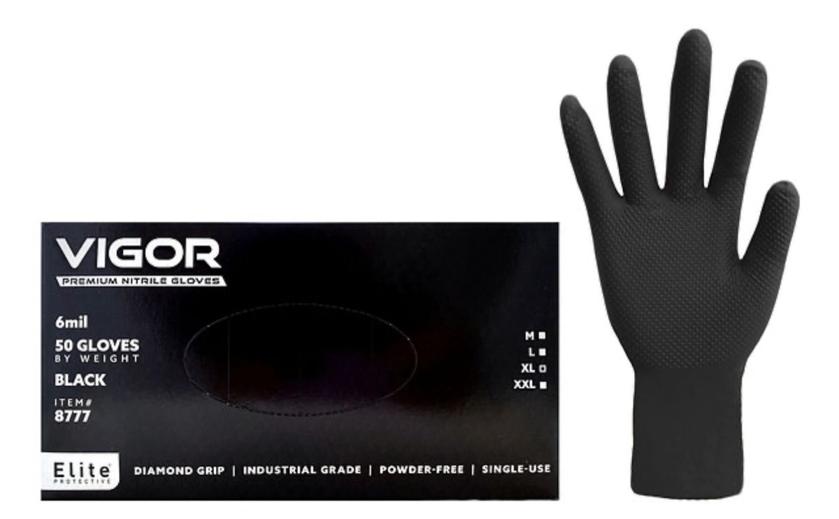 ToolGuy VIGOR Diamond Grip Nitrile Gloves BLACK 500