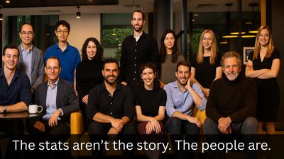 Group of diverse professionals with a motivational quote.