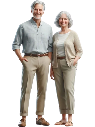 Retired couple in their mid-sixties.
