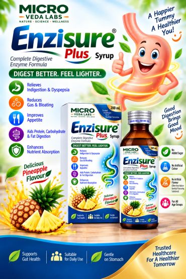 Digestive enzyme syrup with pineapple flavor for better digestion and appetite.