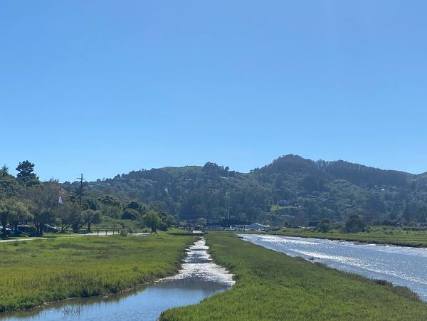 View of canals and mount Tam from Tennessee Valley in the neighborhood of Studio Joi.