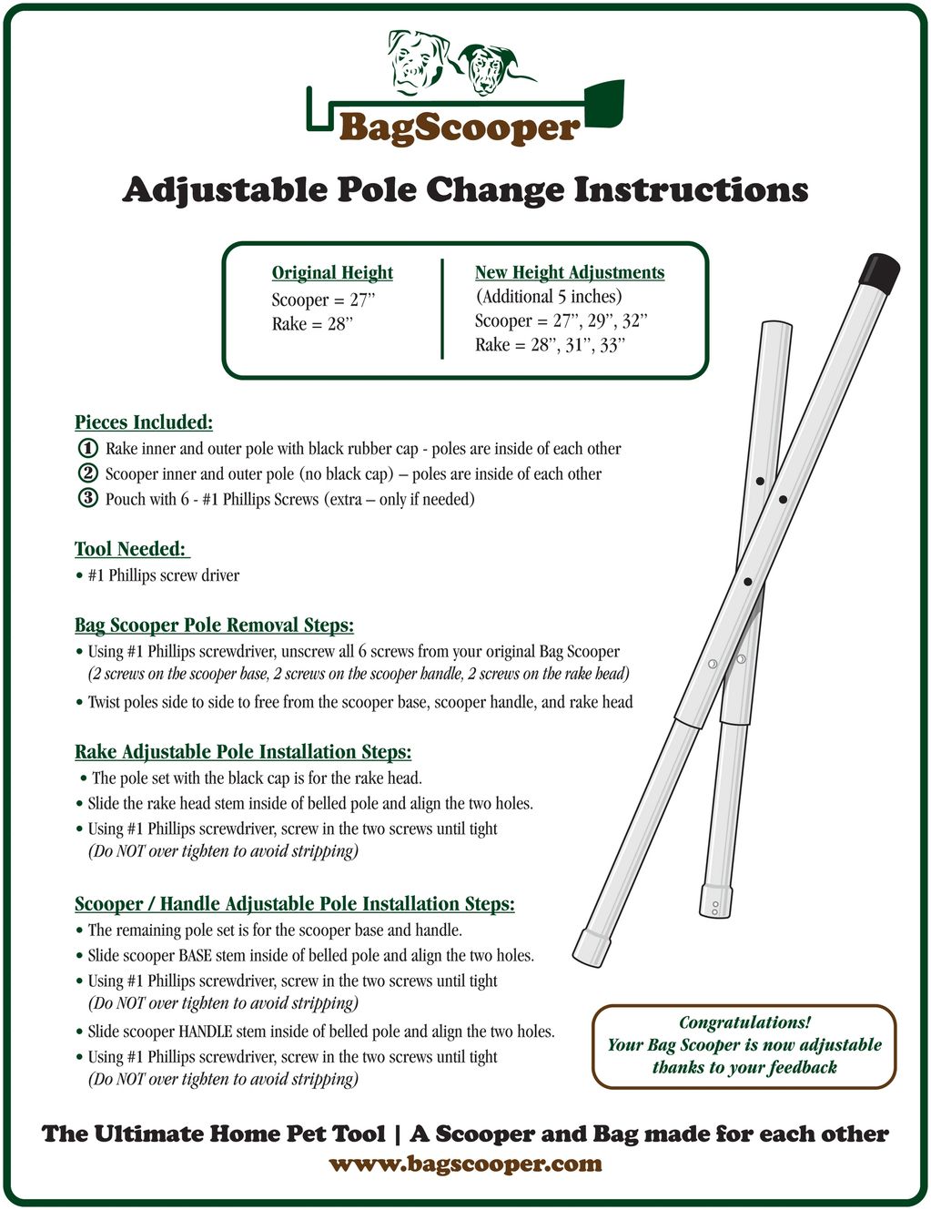 Pooper Scooper adjustable pole replacement kit