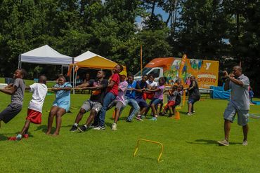 A little tug of war at Back 2 School Pep Rally Charlotte NC