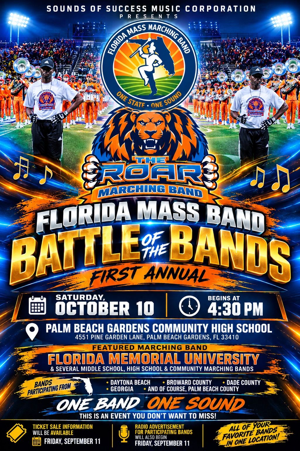 Florida Mass Band Battle of the Bands event poster.