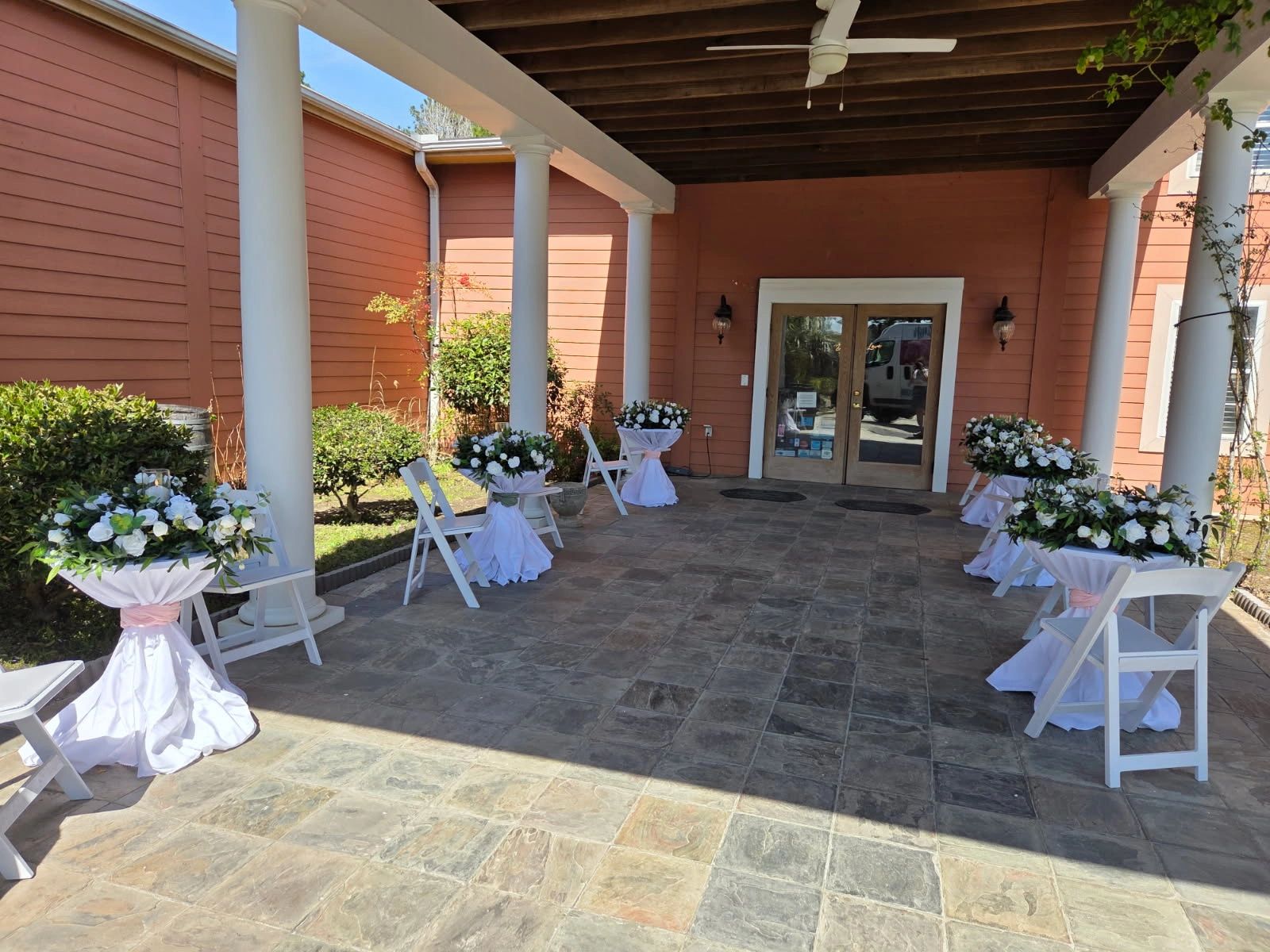 Winery entrance decorated for a wedding