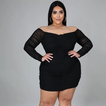 Vestido corto pegado para gorditas moda plus size 2021