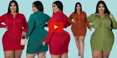 Vestido corto casual en 4 colores diferentes, un bello vestido corto plus size de temporada