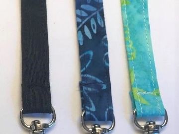 Cotton batik face mask lanyards. Lobster clasps on each end. 28 to 30 inches in length. 