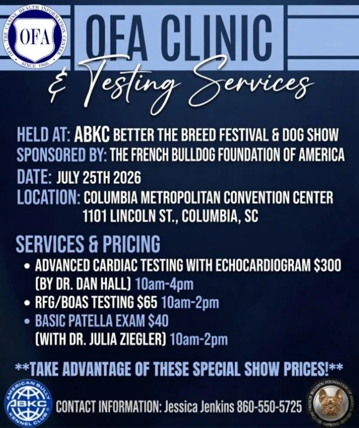 OFA Health Testing Clinc sponsored by French Bulldog Foundation of America: ABKC Better the Breed Fe