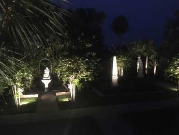 Nighttime illumination at Sanibel Botanical Gardens in Georgia.