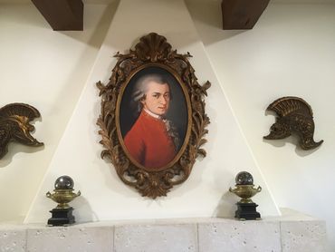 Portrait of Mozart in the Music Room at Sanibel Manor House.