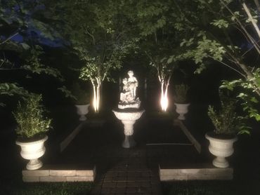 Nighttime illumination of Sanibel Gardens on Oak Grove Island, Georgia. 